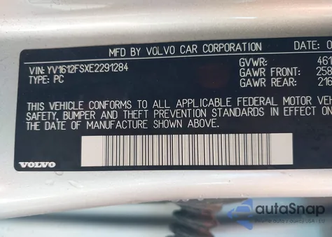 2014 Volvo S60 T5 z USA, uszkodzony, nr VIN YV1612FSXE2291284